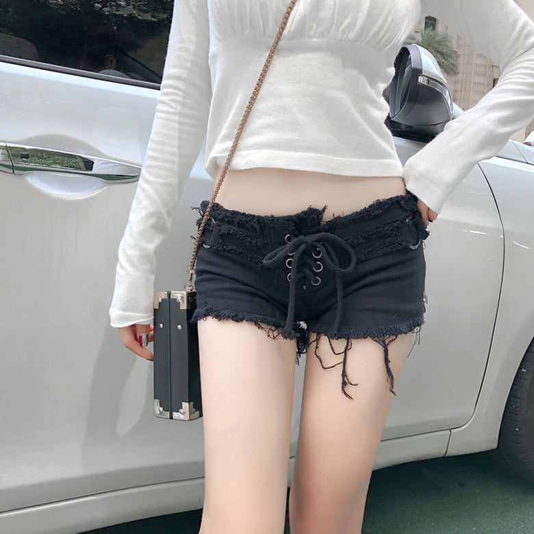 651 #   2024 New Summer European and American Fashion Sexy Low-Waist Ripped Women's Denim Shorts Hot Pants Jeans