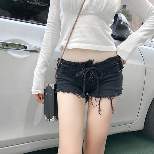 651 #   2024 New Summer European and American Fashion Sexy Low-Waist Ripped Women's Denim Shorts Hot Pants Jeans