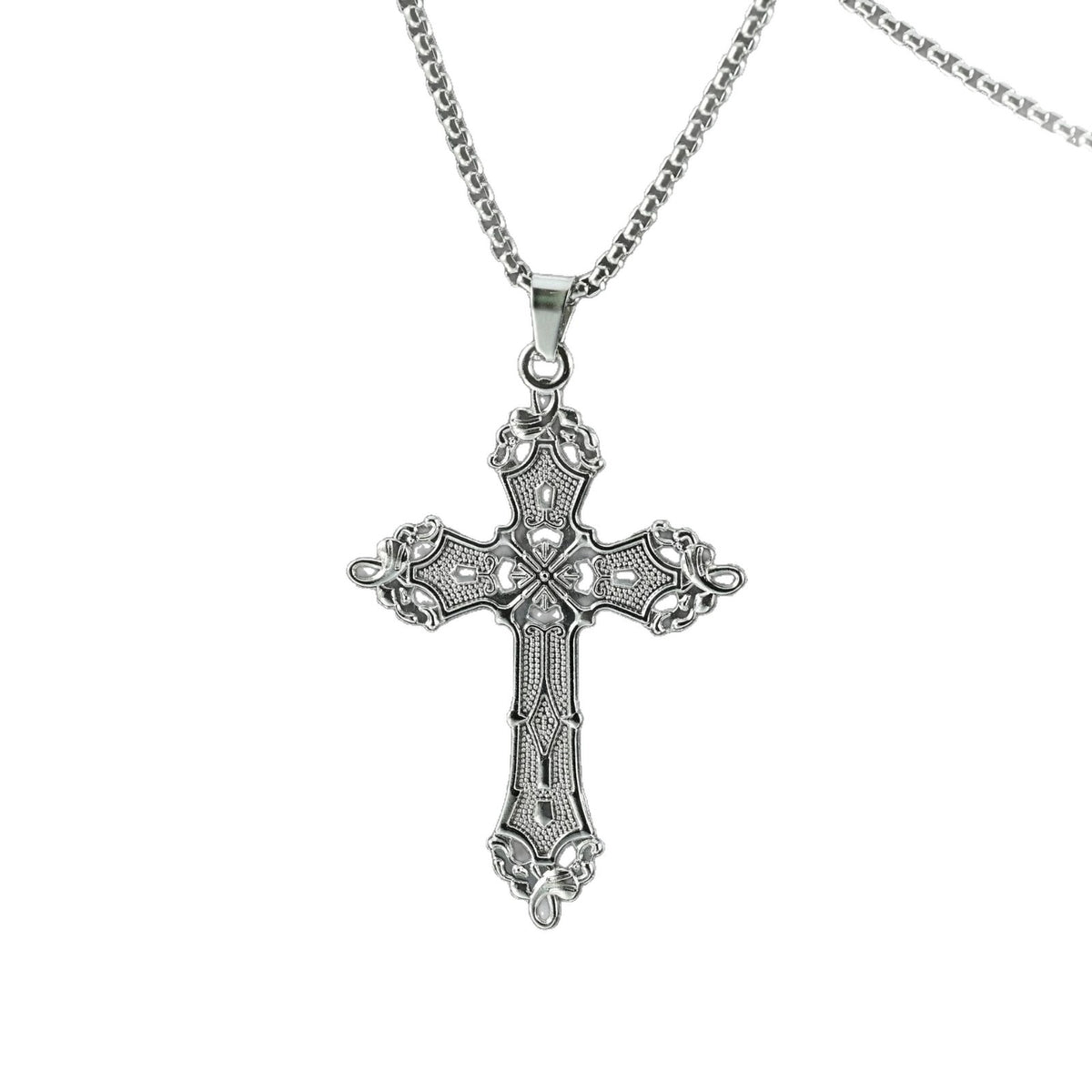 European and American Baroque Cross Necklace Women's Stylish Retro Bohemian Cold Style Pendant Sweater Chain Gothic