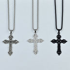 European and American Baroque Cross Necklace Women's Stylish Retro Bohemian Cold Style Pendant Sweater Chain Gothic