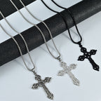 European and American Baroque Cross Necklace Women's Stylish Retro Bohemian Cold Style Pendant Sweater Chain Gothic